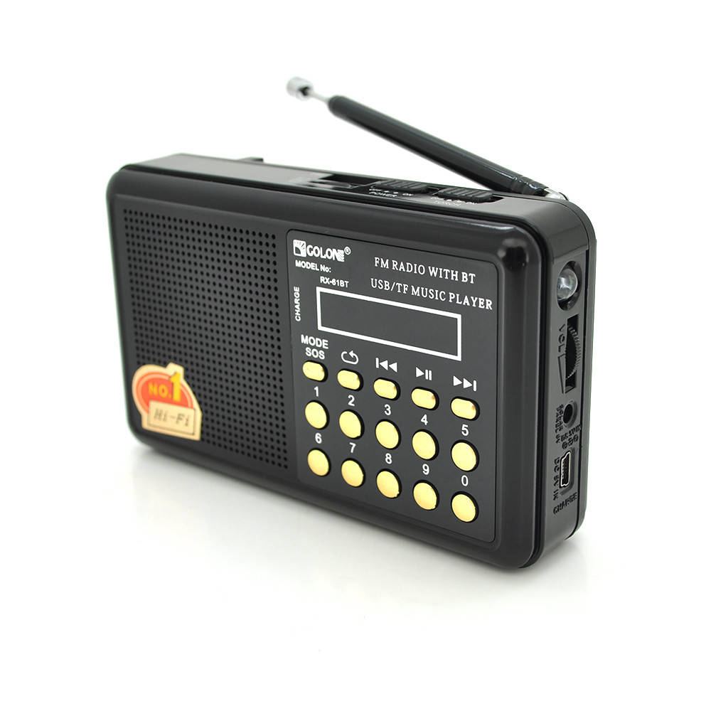 

Радиоприемник GOLON RX60BT, LED, 3W, AM/FM радио, Входы microSD, USB, питание от USB кабеля+3*АА, корпус