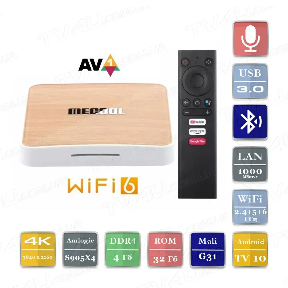 

Смарт ТВ приставка Mecool KM6 Deluxe 4/32 Гб Android TV Smart Box Андроид