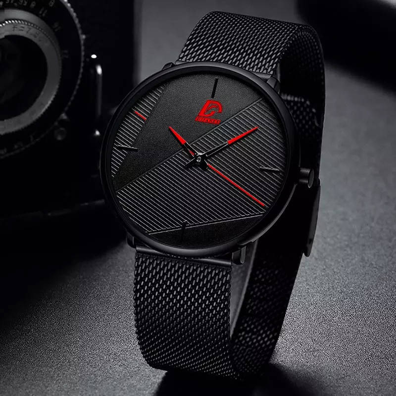 

Часы Reloj женские наручные кварцевые с черным металлическим браслетом