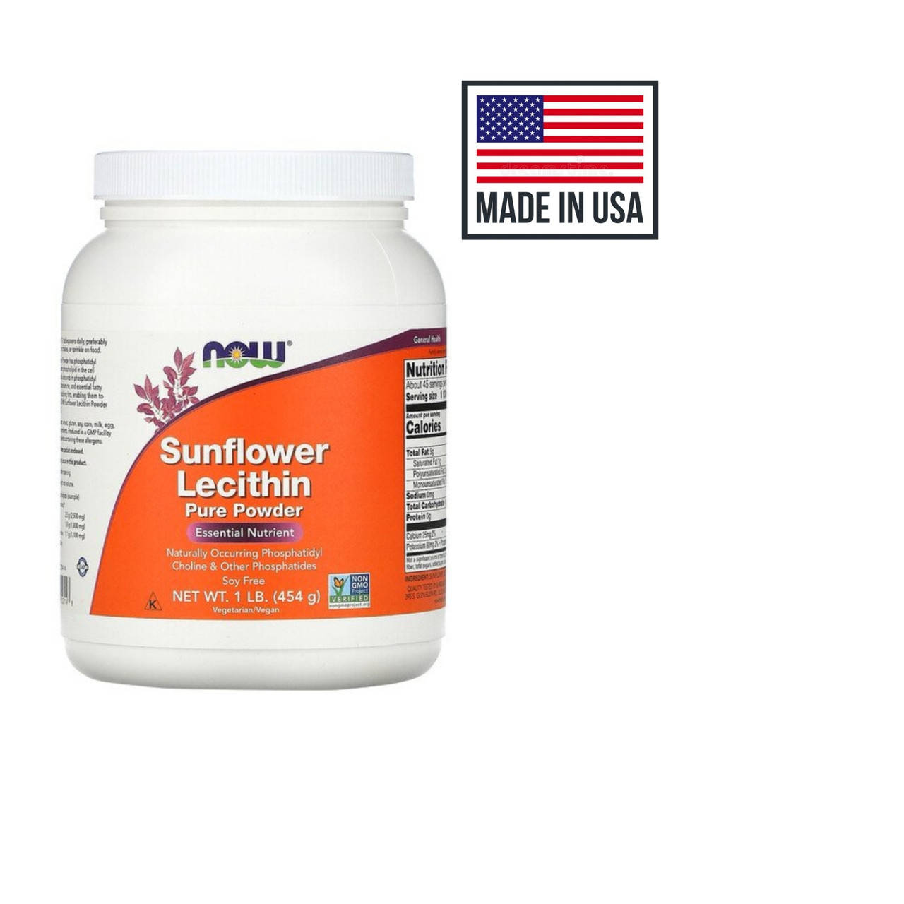 

Лецитин подсолнечника в порошке, Now Foods Sunflower Lecithin Pure Powder 454 g