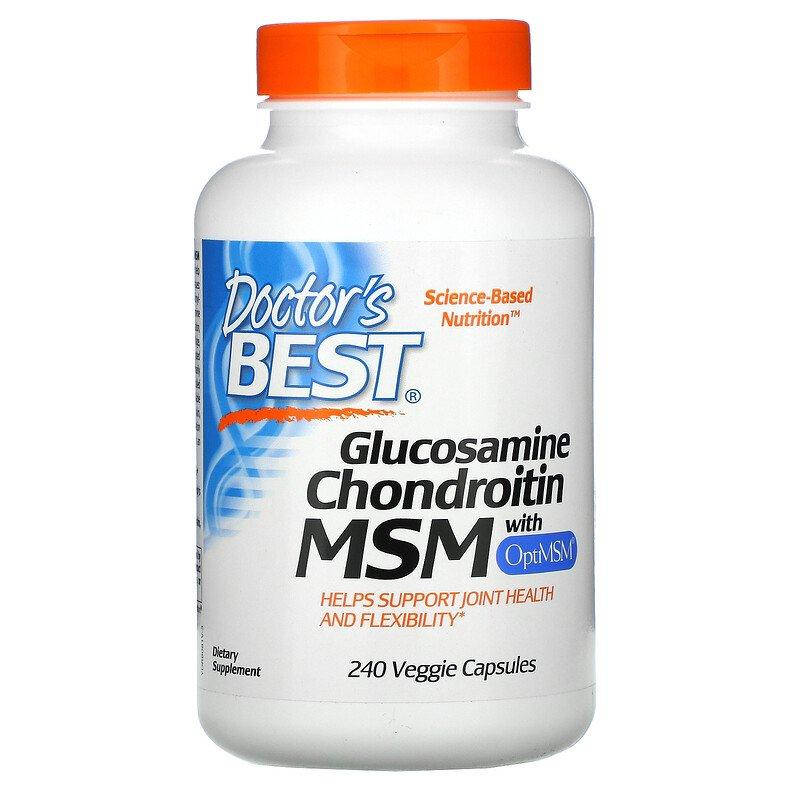 

Doctor's Best, глюкозамин, хондроитин и МСМ с OptiMSM, 240 вегетарианских капсул