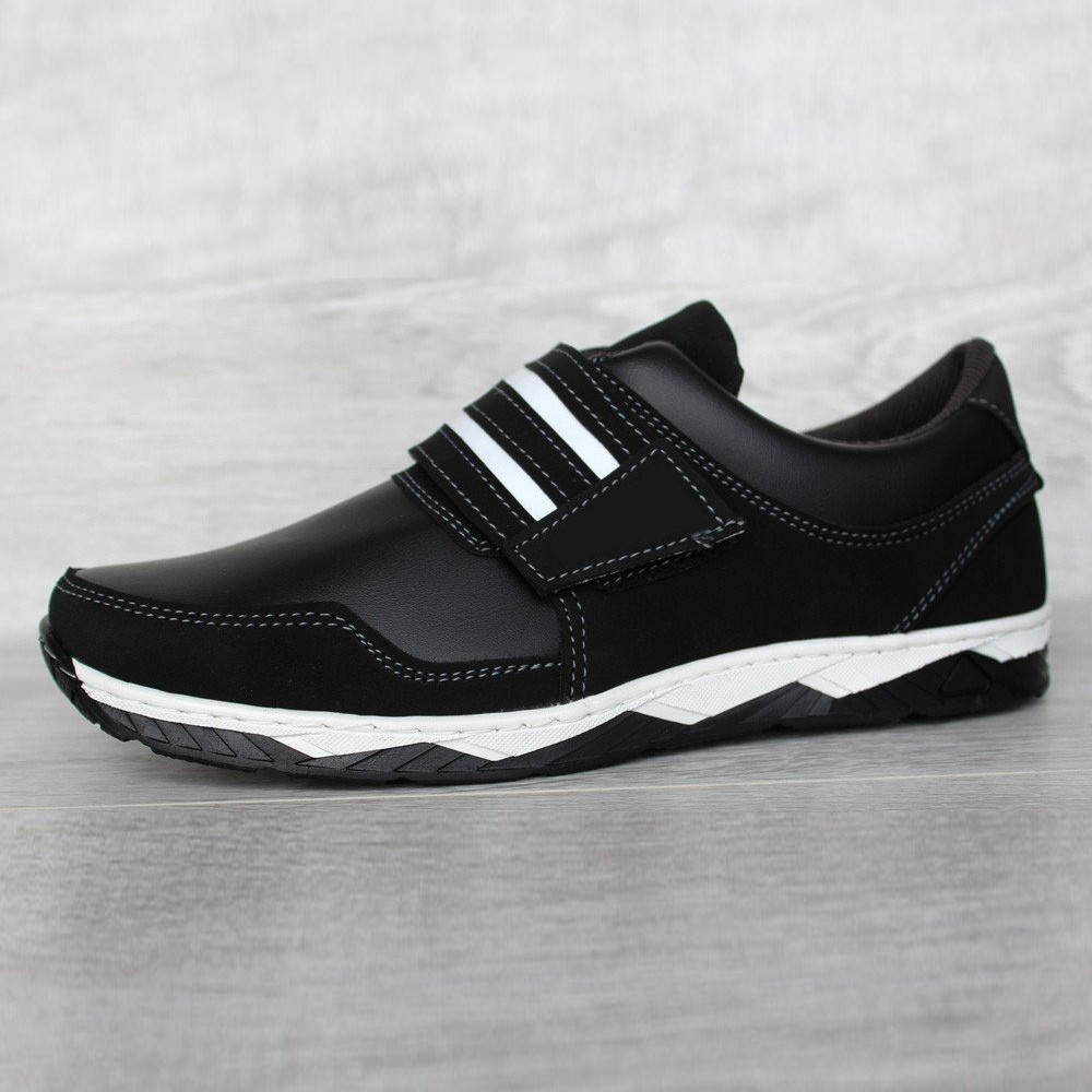 

42р Кроссовки мужские на липучку черные демисезонные (КФ-36ч), Черный