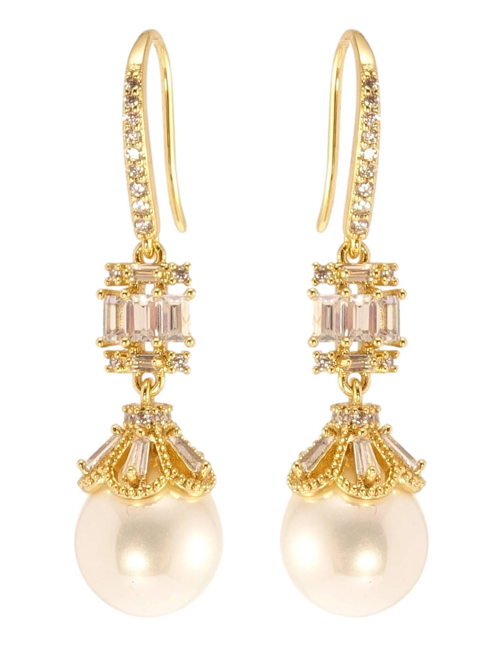 

Серьги Xuping QQMM Позолота 14K подвески французский замок "Изящные жемчужные подвески"