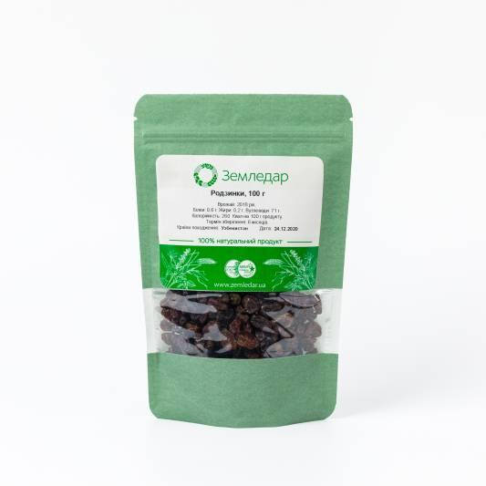 

Родзинки без кісточок, 100г Земледар