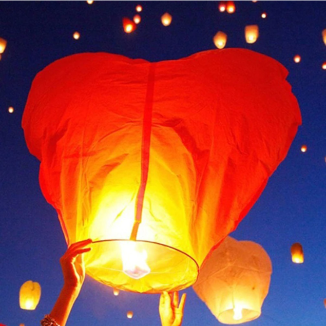 

Небесний китайський ліхтарик "Серце", червоний, Небесный фонарик "Wishing light"