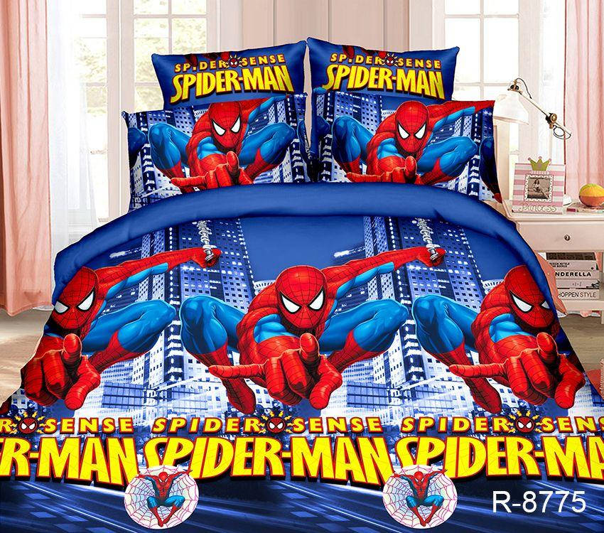 

Постельное белье подростковое ранфорс Спайдермен в городе, Синий
