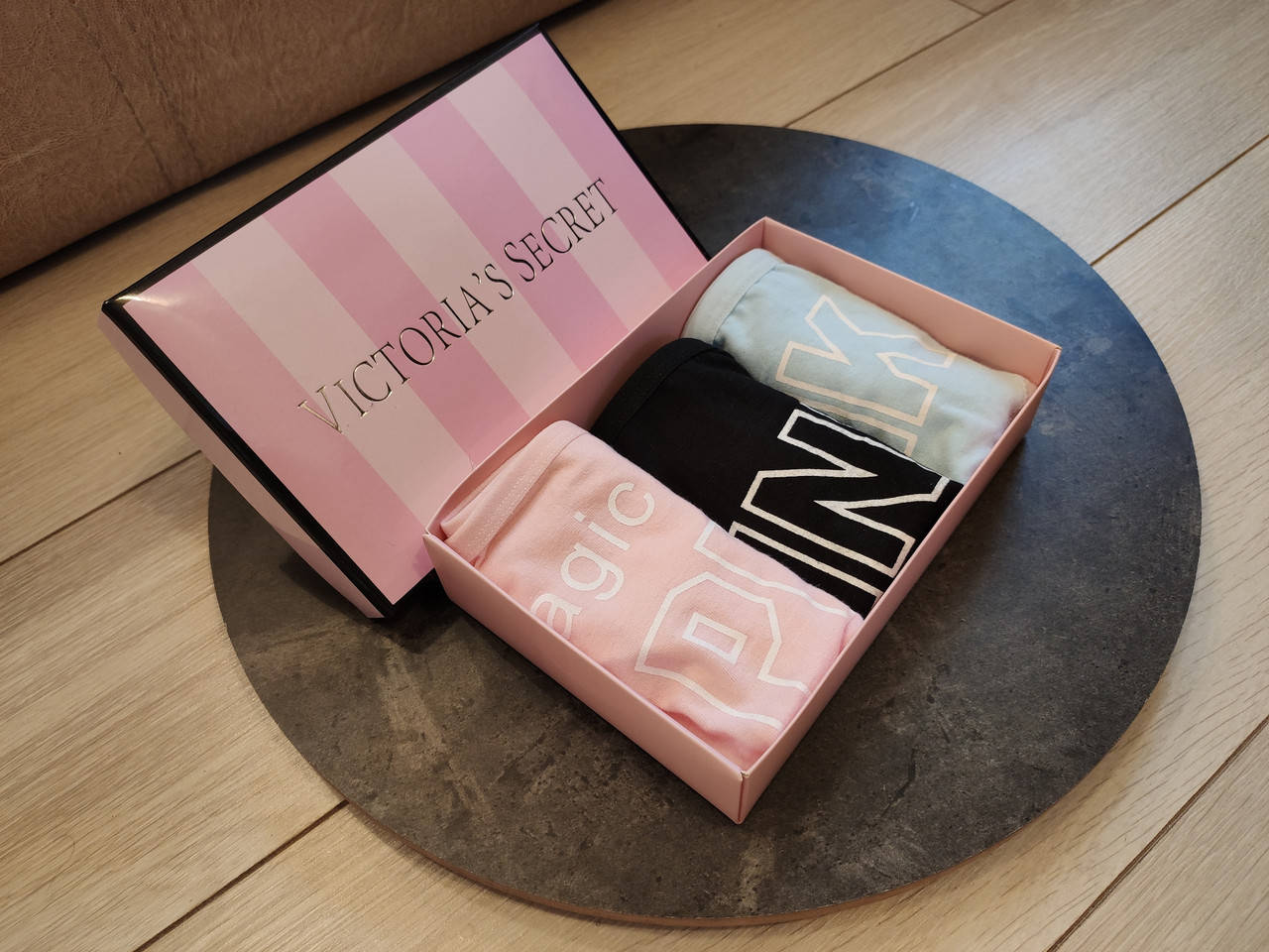 

Подарочный набор трусиков слипов, линия Pink, в стиле Victoria's Secret., Розовый