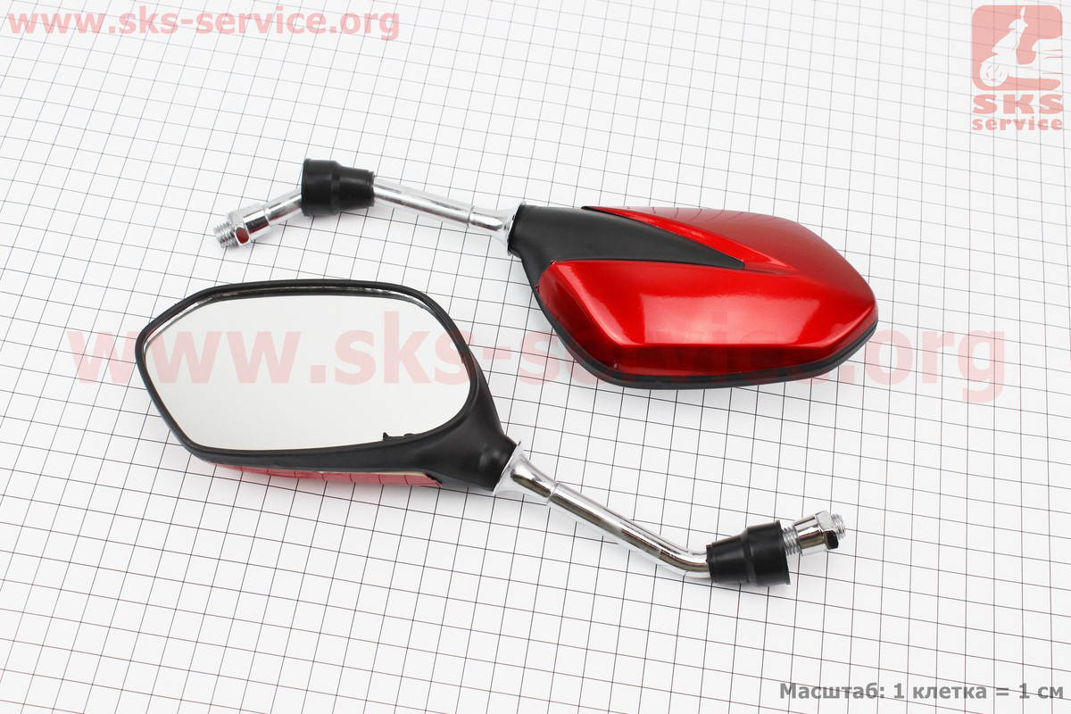 

Стильные зеркала красные с черной вставкой Lux капли диаметр резьбы 10 мм