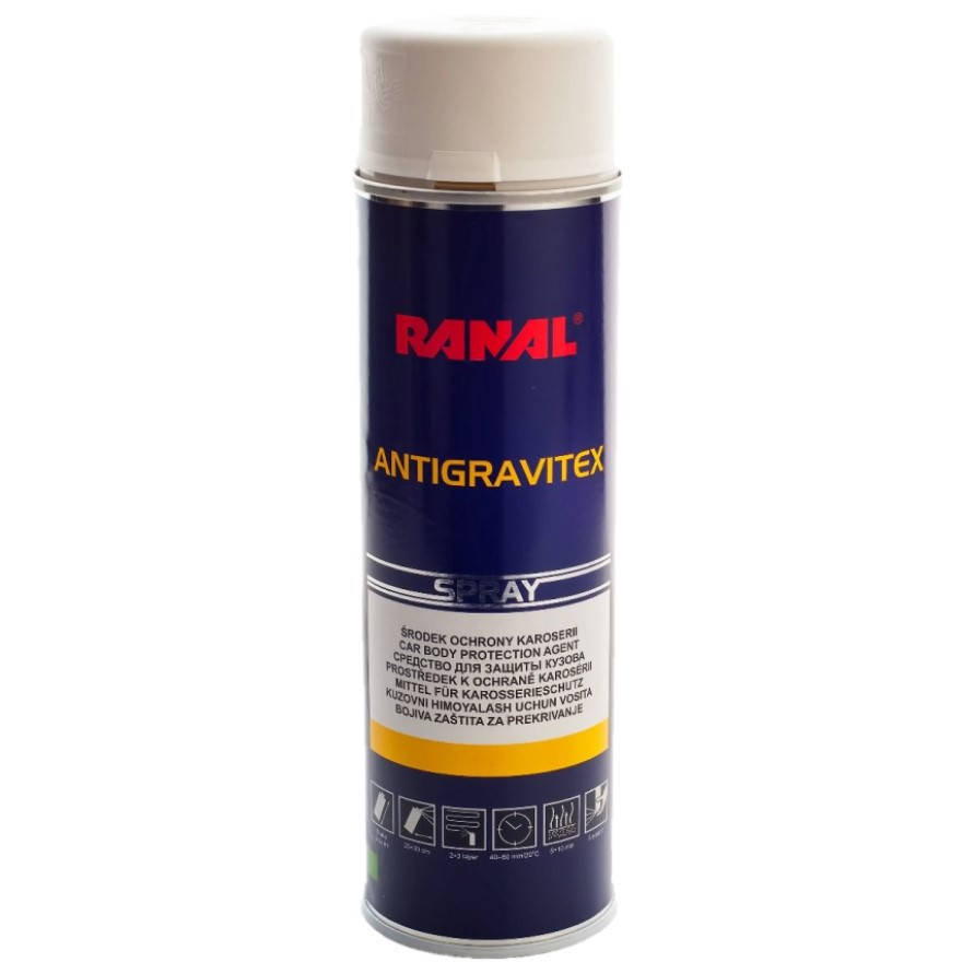 

Антигравийное покрытие в аэрозоле Ranal Antigravitex HS белое 500 мл, Белый
