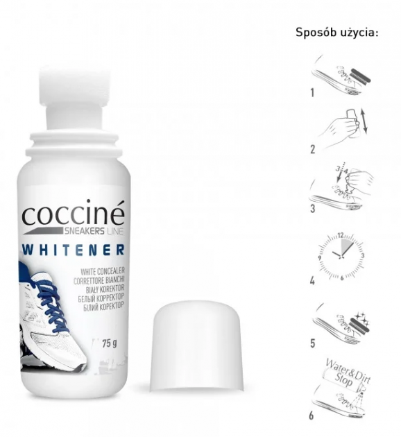 

Coccine whitener отбеливающая крем - паста для обуви, Белый