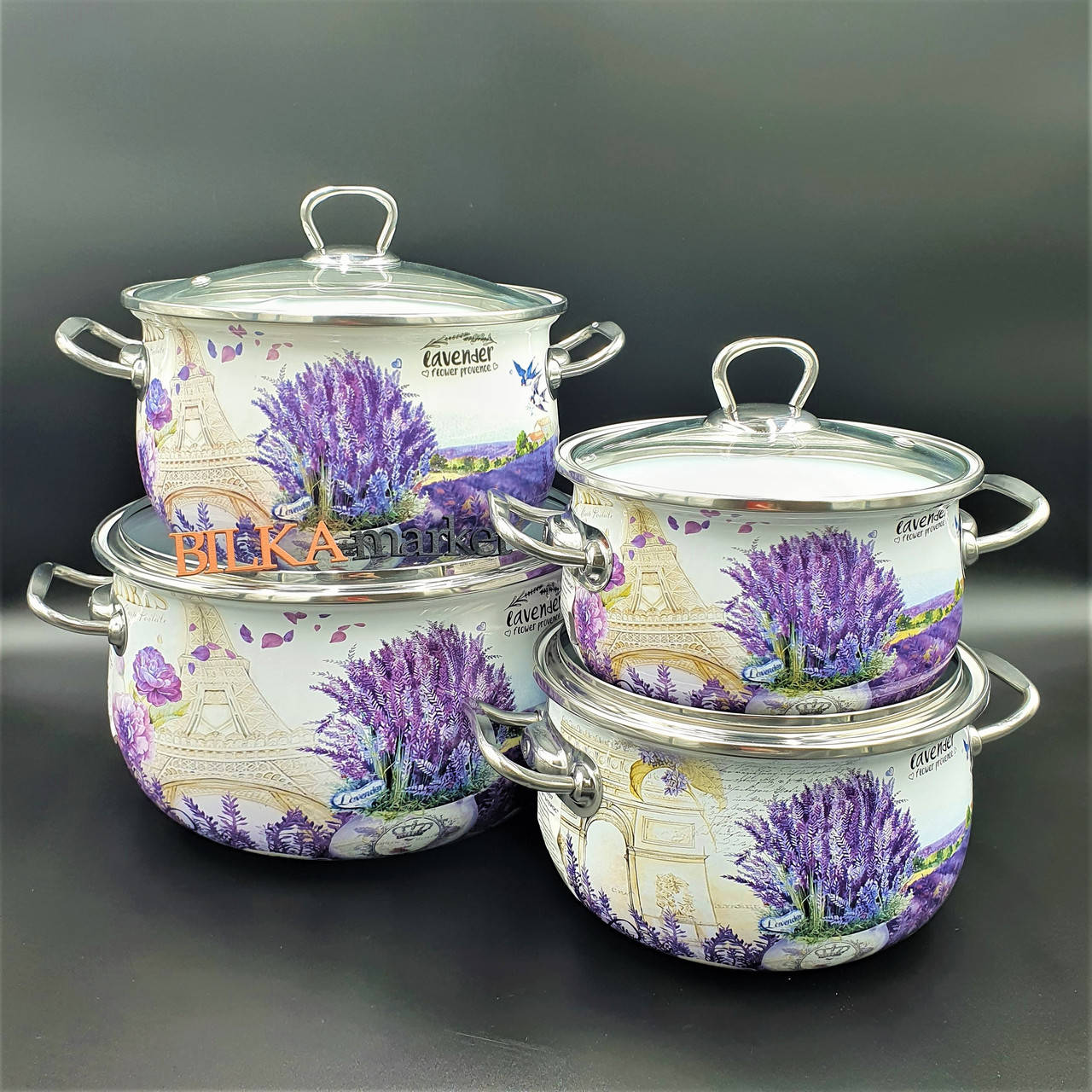 

Набор кастрюль эмалированных 4пр Лаванда Interos 16707- 4 Интерос ТУРЦИЯ, Фиолетовый