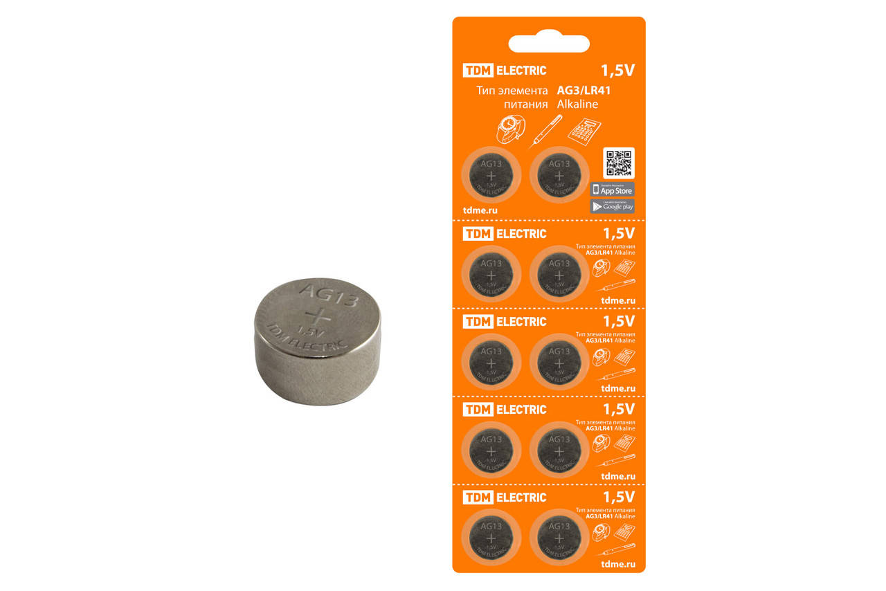 

Элемент питания AG13/LR44 Alkaline 1,5V BP-10 TDM
