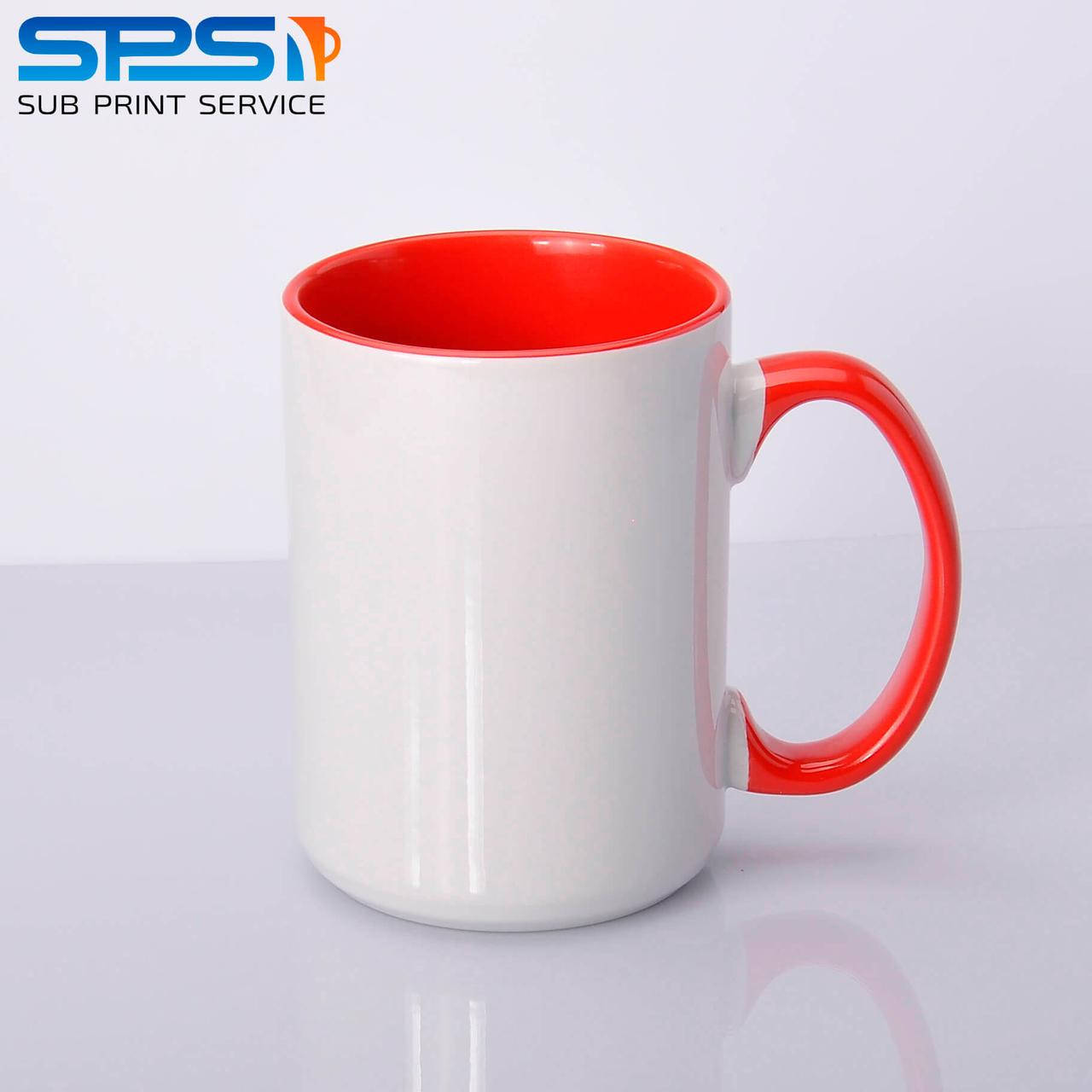 

Чашка для сублимации цветная внутри и ручка 425 мл (Красная)