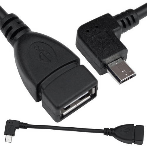 

Переходник OTG (гнездо USB A - штекер micro USB 5pin угловой), 0,2метра