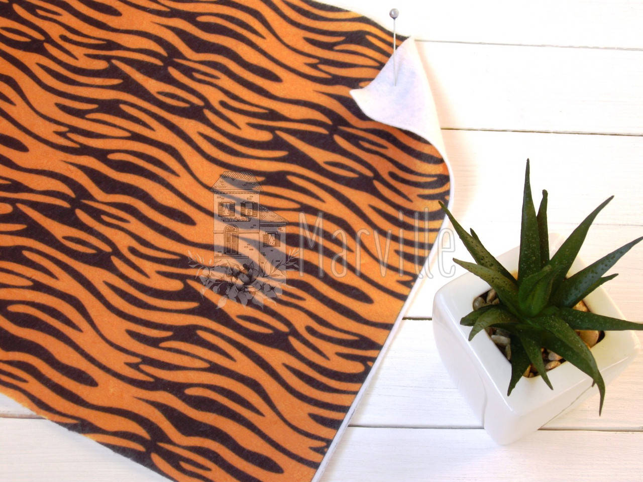 

Фетр мягкий с принтом "Текстура: животные" тигр