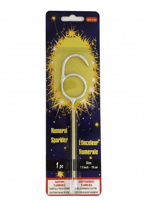 

Свеча цифра "Бенгальский огонь серебро" - 6