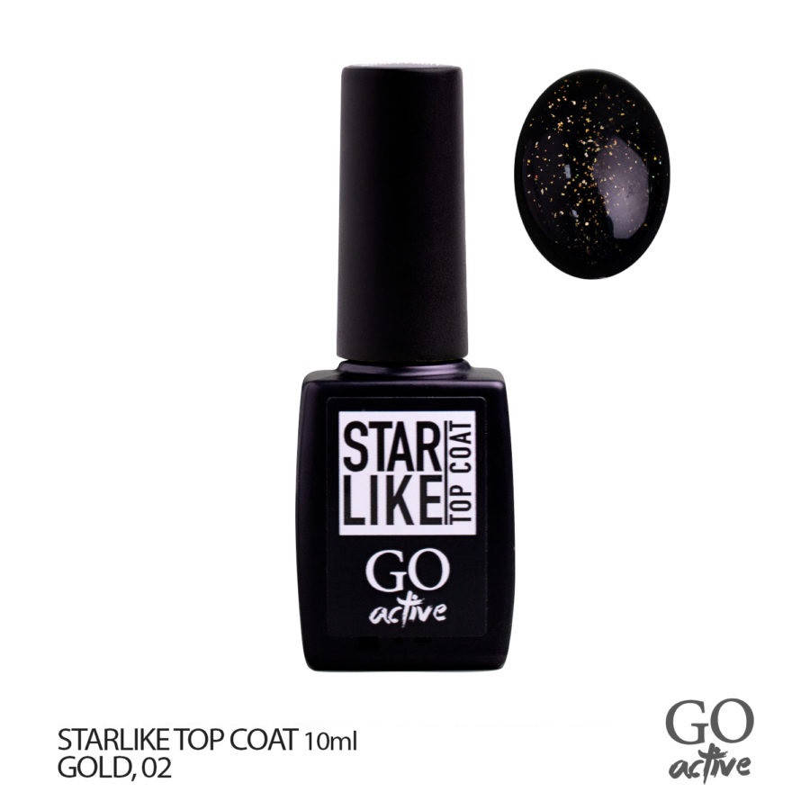 

Закрепитель гель-лака с Шимер GO Active Starlike Top Coat №02 Gold 10 мл (16880Gu)