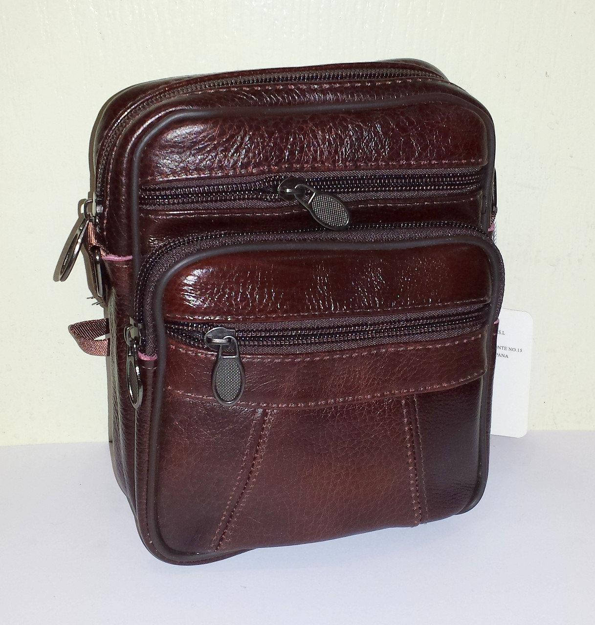 

Мужская сумка из натуральной кожи 19x15x7см (арт.950), Коричневый