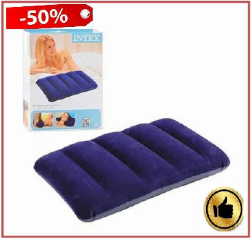 

Подушка надувная Intex Pillow синяя 43х28х9 см подушка для путешествий, Синий