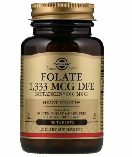 

Фолиевая кислота, Folate As Metafolin, Solgar, 800 мкг, 50 табл. (SOL-01944)