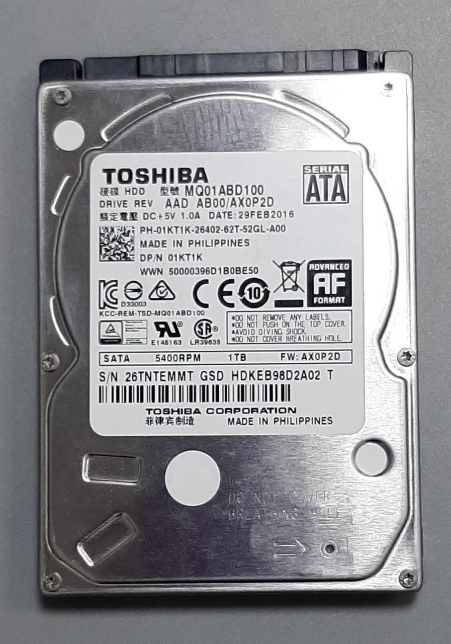 

Жесткий диск 2.5" 1TB Toshiba HDD MQ01ABD100 (8Mb/5400/SATAII) БУ