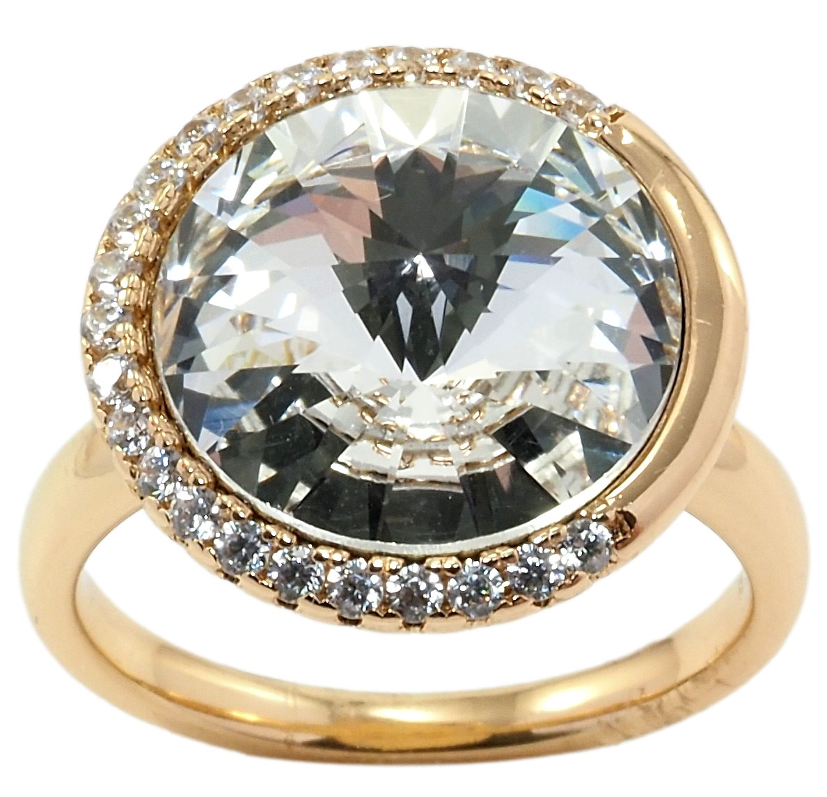 

Кольцо Xuping Позолота 18K с кр-ми Swarovski "Кристалл Clear в обрамлении циркония ø 17мм" р.17,18,18.5,19