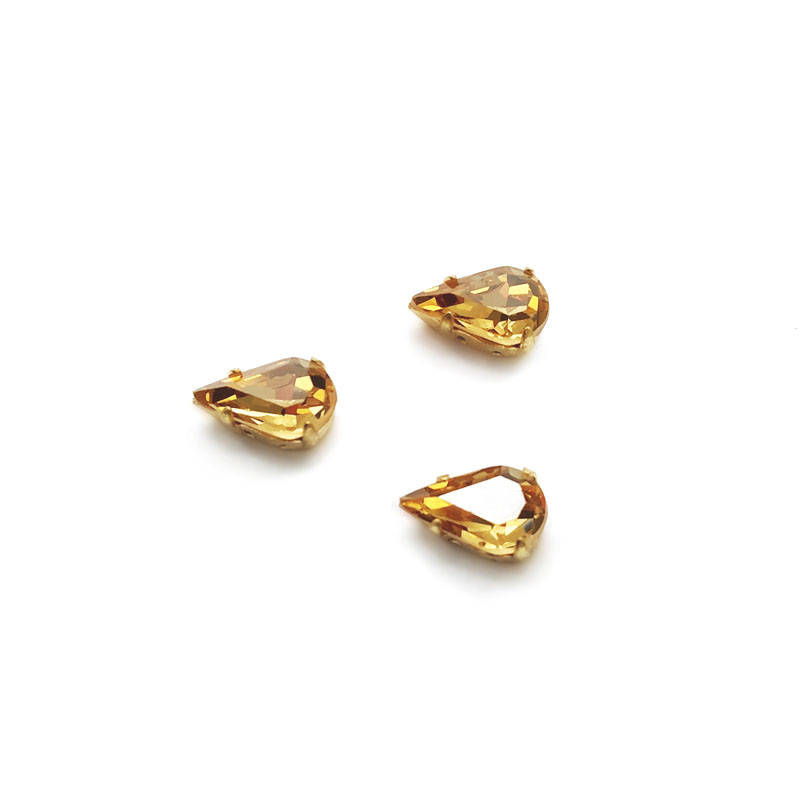 

Капли в цапах Preciosa (Чехия) 13х7.8 мм Light Colorado Topaz/золото, Коричневый