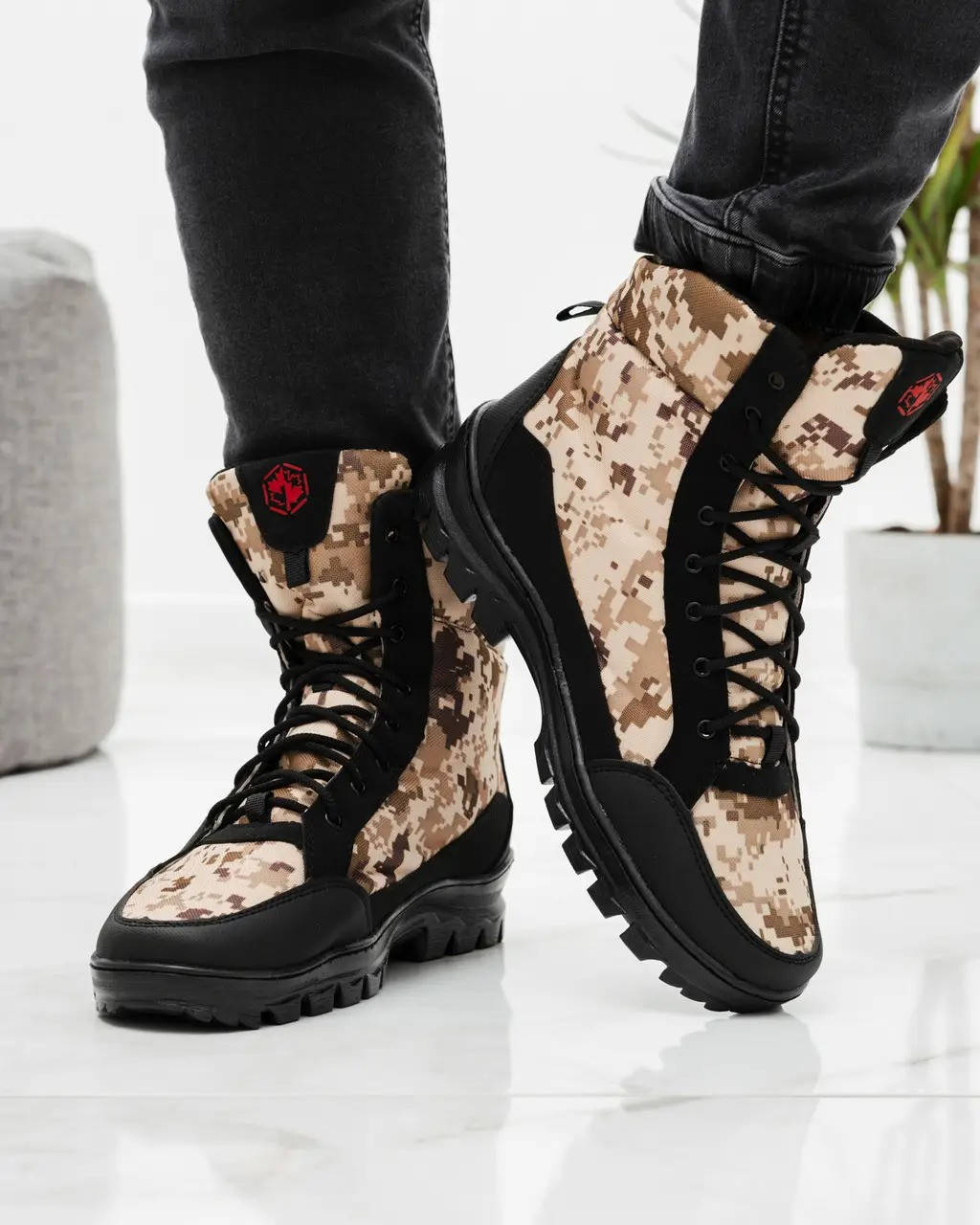 

Мужские ботинки - берцы камуфляжные демисезонные (Кс-416-2), Черный