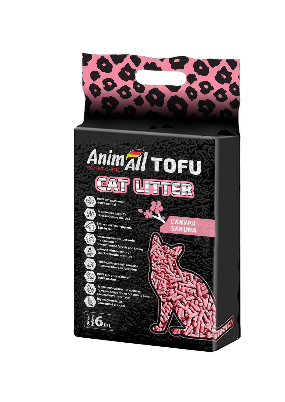 

Соевый наполнитель AnimAll Tofu Sakura Энимал Тофу Сакура 6 литров (2,6 кг)