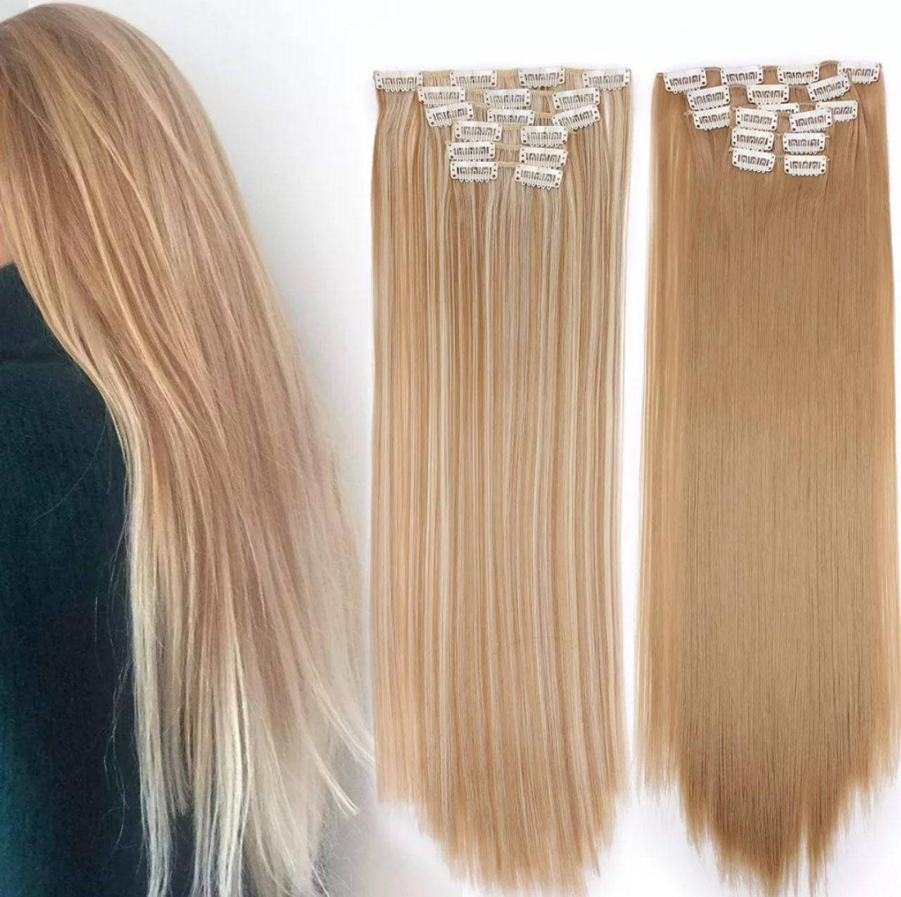 

Волосы на заколках термо прямые на заколках. Пряди волос. Трессы волосы на клипсах