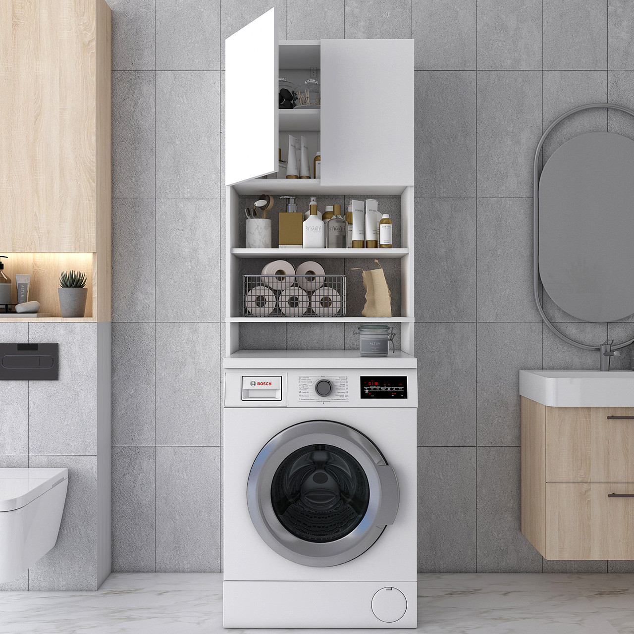 Шафа для пральної машини Doros Лола Міні Білий ДСП 64х26.6х190 (41516023) 2