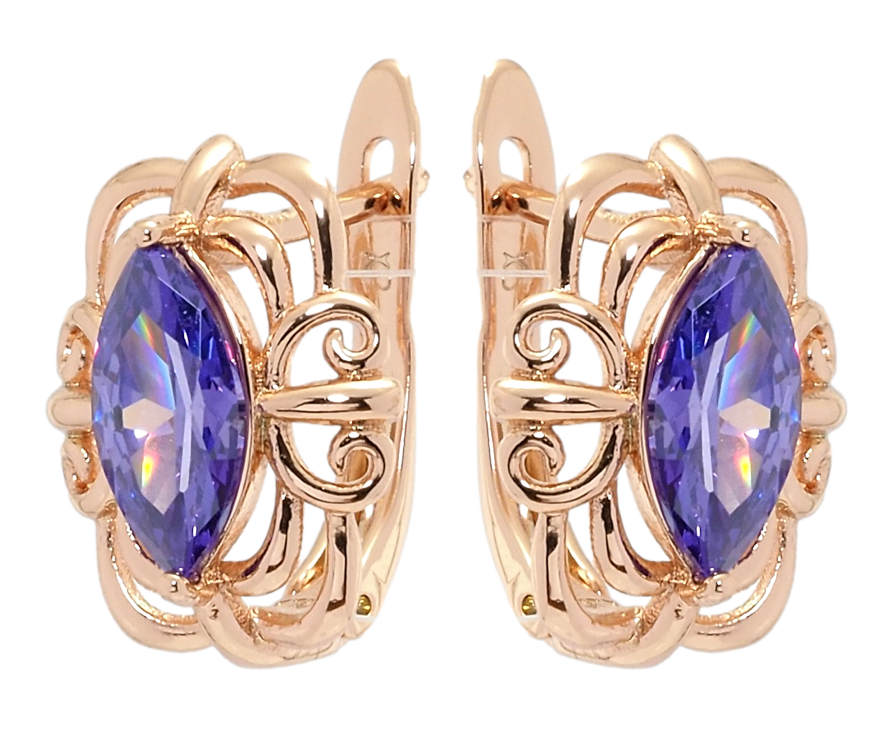 

Серьги Xuping Позолота РО английский замок "Богема с фиолетовыми фианитами"