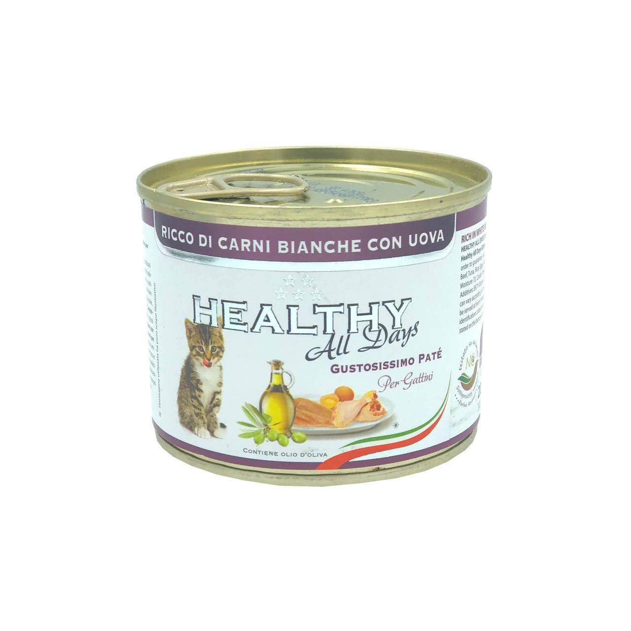 

HEALTHY All days влажный корм для котят - паштет с белым мясом и яйцами 200г.