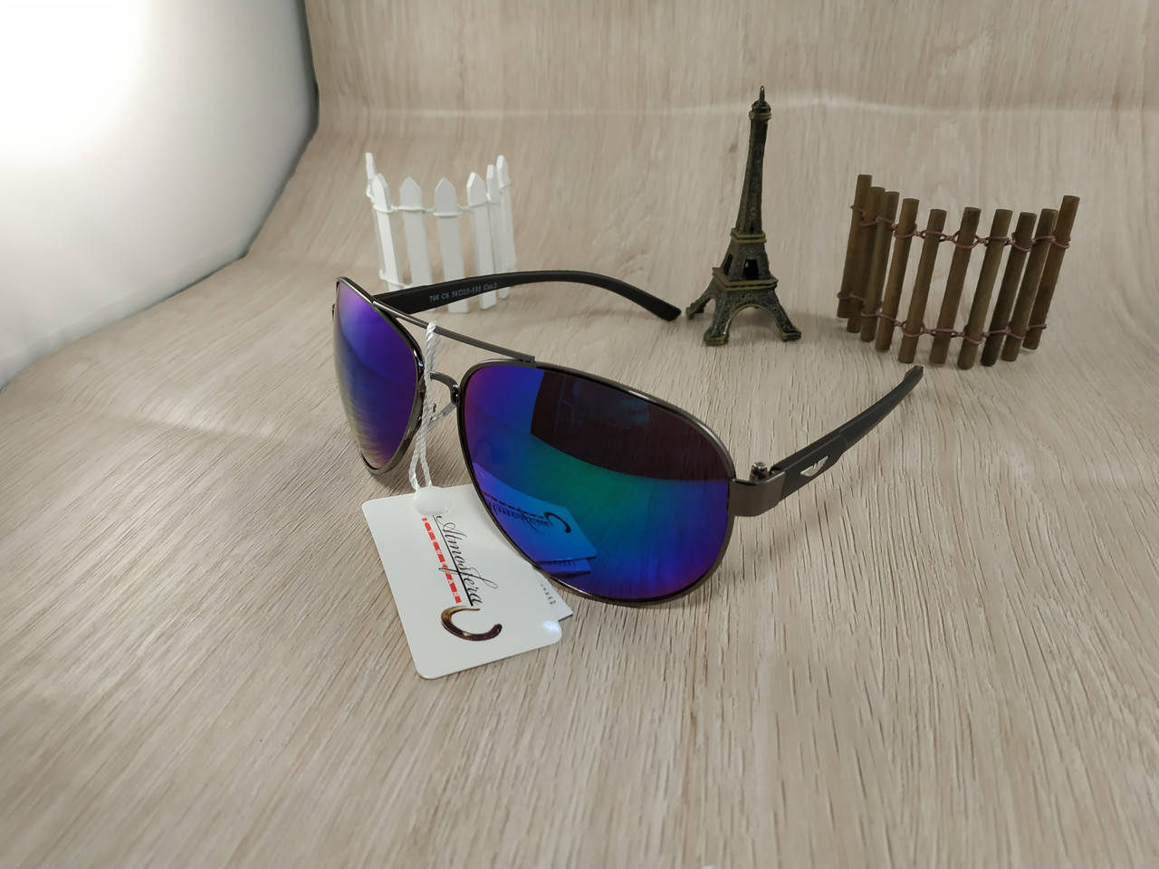 

Солнцезащитные очки AVIATOR капельки сине-зеленые (стеклянные линзы), Черный