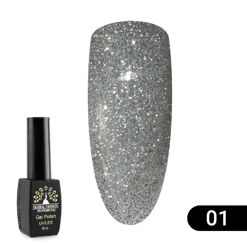 

Светоотражающий гель-лак Disco Gel Global Fashion, 8 мл, №1