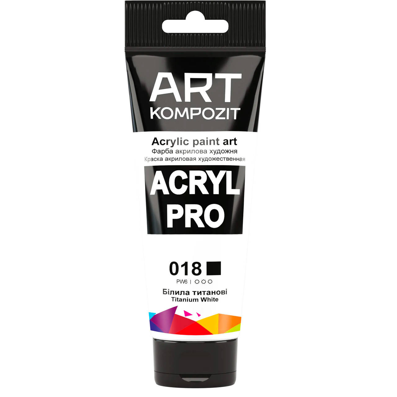 

Акриловая краска, Kompozit. Цвет белила титановые 018. Acryl PRO ART, туба 75 мл, Черный