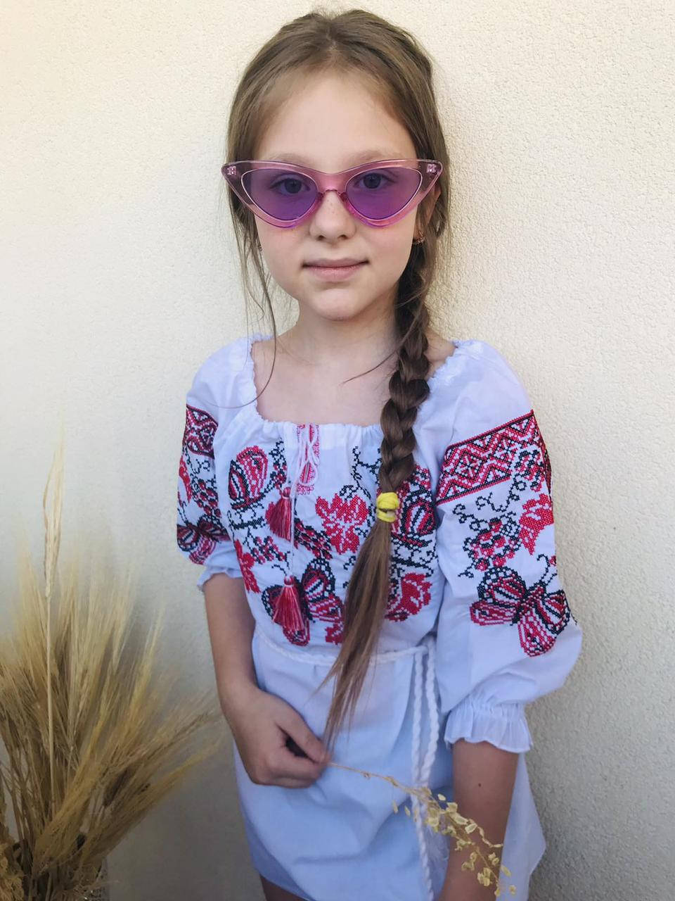 

Детская вышиванка "Виноградинка" с рукавом 3/4, поплин, 116-152 см