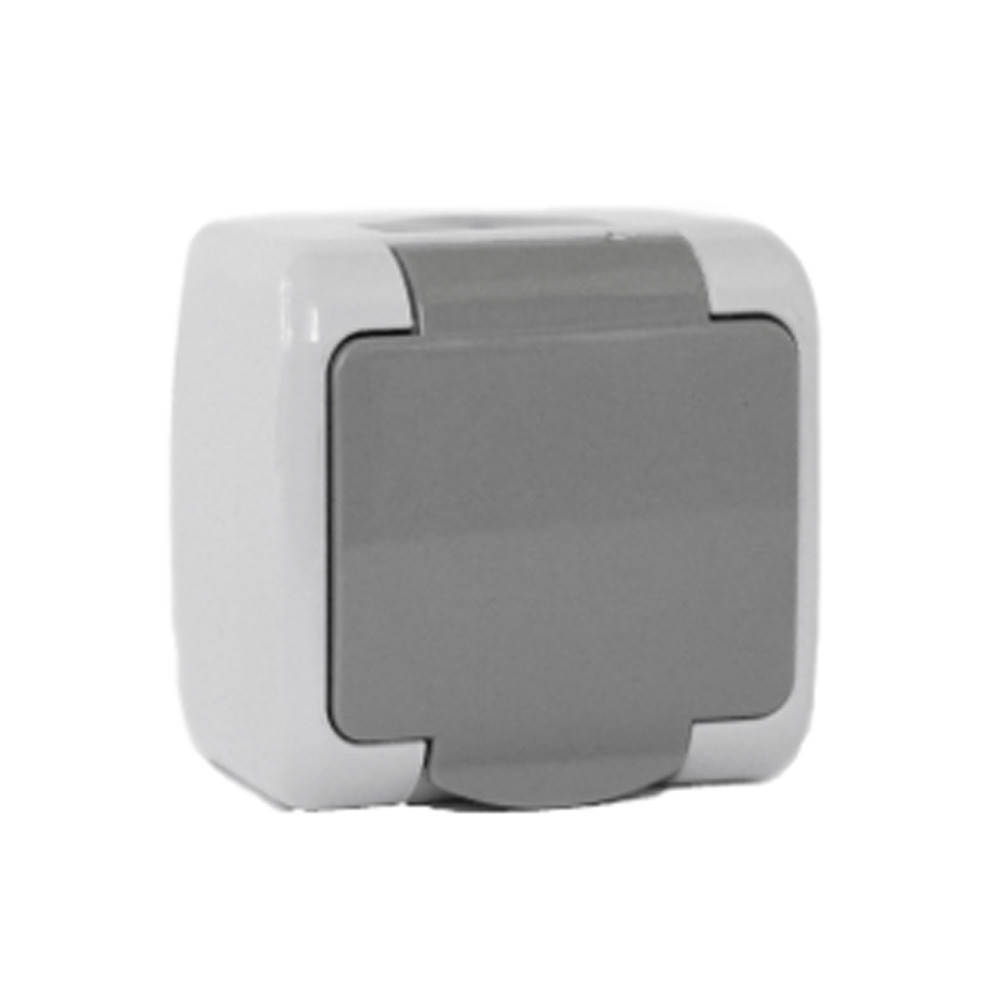 

Розетка с заземлением Erste Outdoor E8005-42 IP54 накладная серая