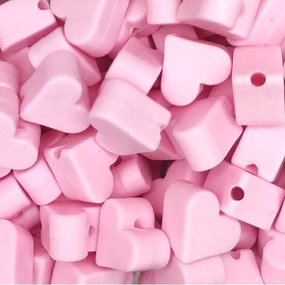 

Сердечко мини бусина силиконовая Розовый baby pink
