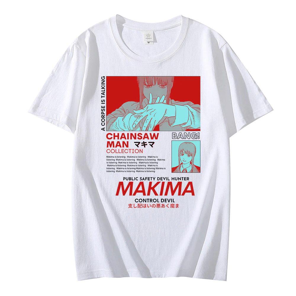

Футболка белая LOYS Аниме red print makima