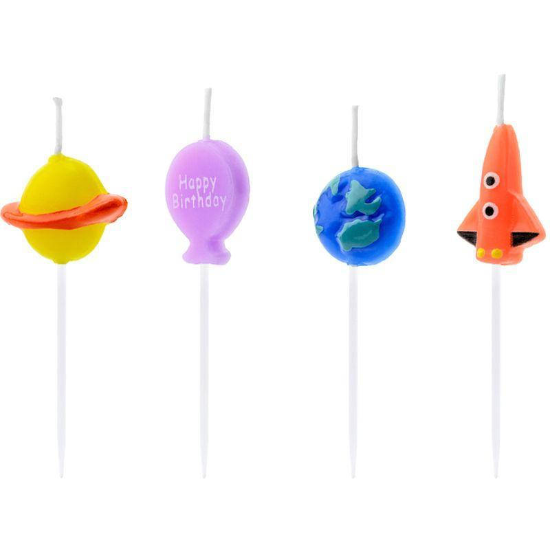 

Свечи для торта Party Deco Космос 4 шт, Разные цвета