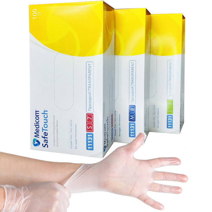 

Перчатки виниловые Medicom Safe Touch смотровые, неопудренные, нестерильные