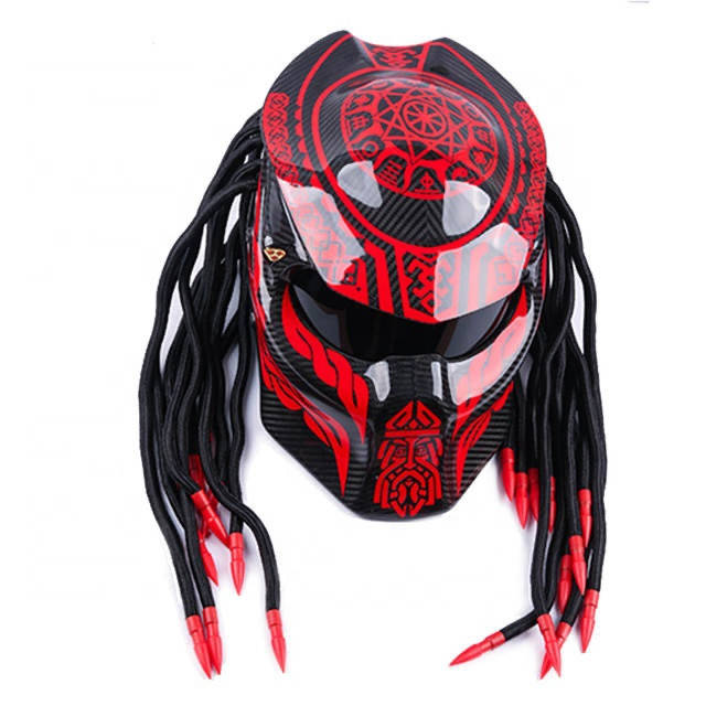 

Шлем для мотоцикла, мотошлем Хищник PREDATOR Carbon размер  Red, Красный