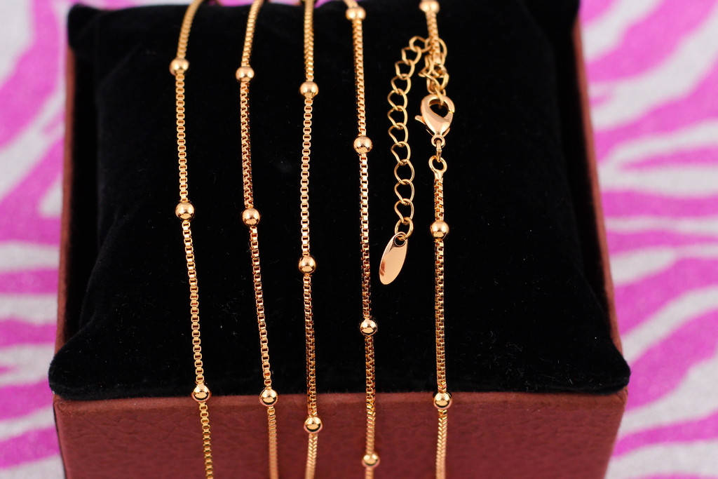 

Цепь Xuping Jewelry веницианка 45 см 1 мм с шариками 3 мм золотистая