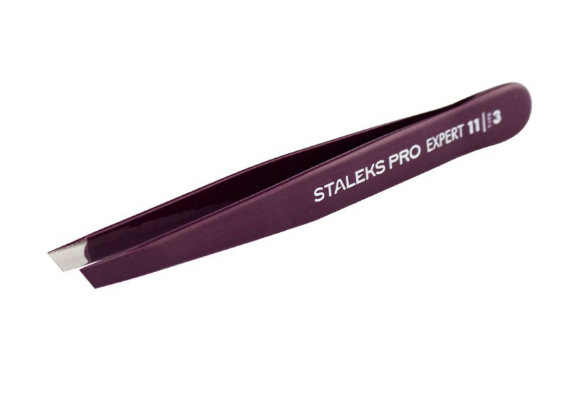 

Staleks PRO Expert 11 Type 3 Пинцет для бровей фиолетовый (широкие скошенные кромки)