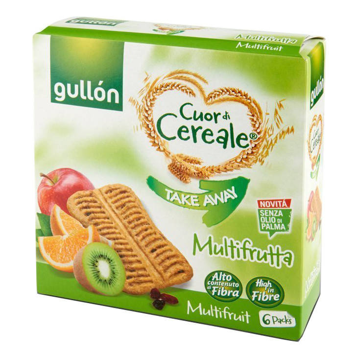 

Печенье GULLON Cuor de Cereale Takeaway Multifrutta fibra, 144 г, 8шт/ящ