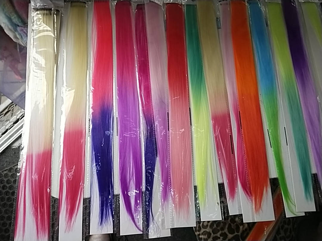 

Цветные искусственные пряди волос двухцветные омбре на заколке 1 шт