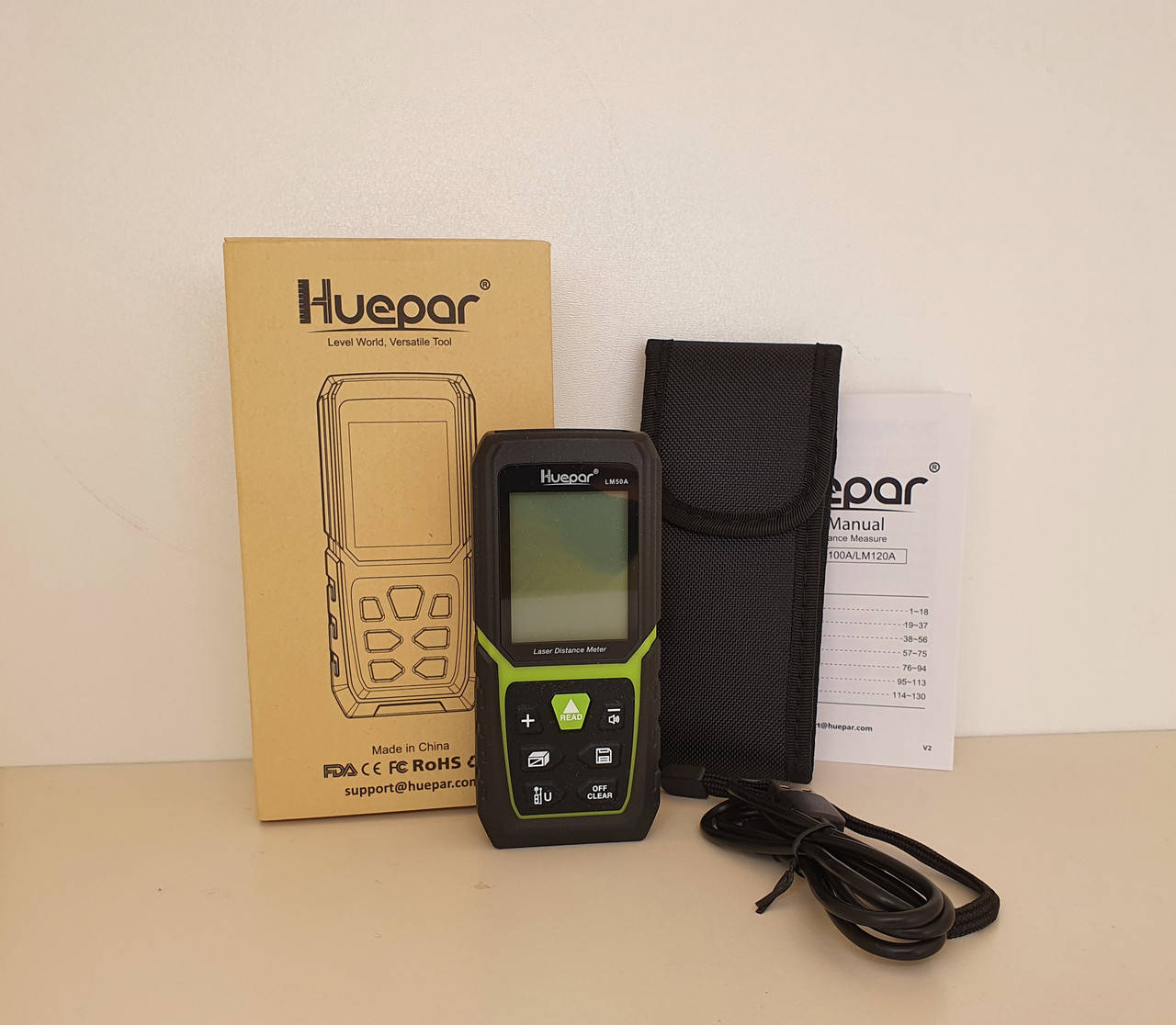 

Лазерный дальномер Huepar LM50A /// работа от аккумулятора