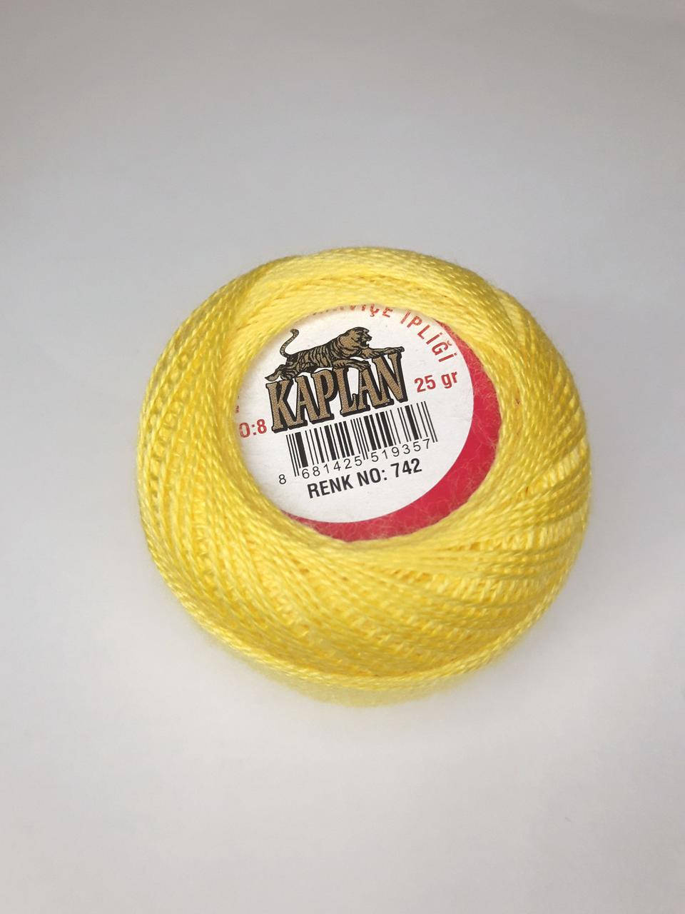 

Нитки пряжа для вязяния и вышивания ирис Iris 25 гр. Kaplan. хлопок\полиэстер. Желтый пастеньный