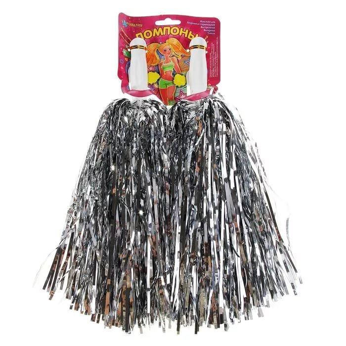 

Помпоны-махалки серебро для танцев,утреников,черлидинга